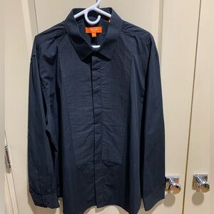 NWOT TALLIA SPORT Black Tuxedo Button Down Shirt XXL